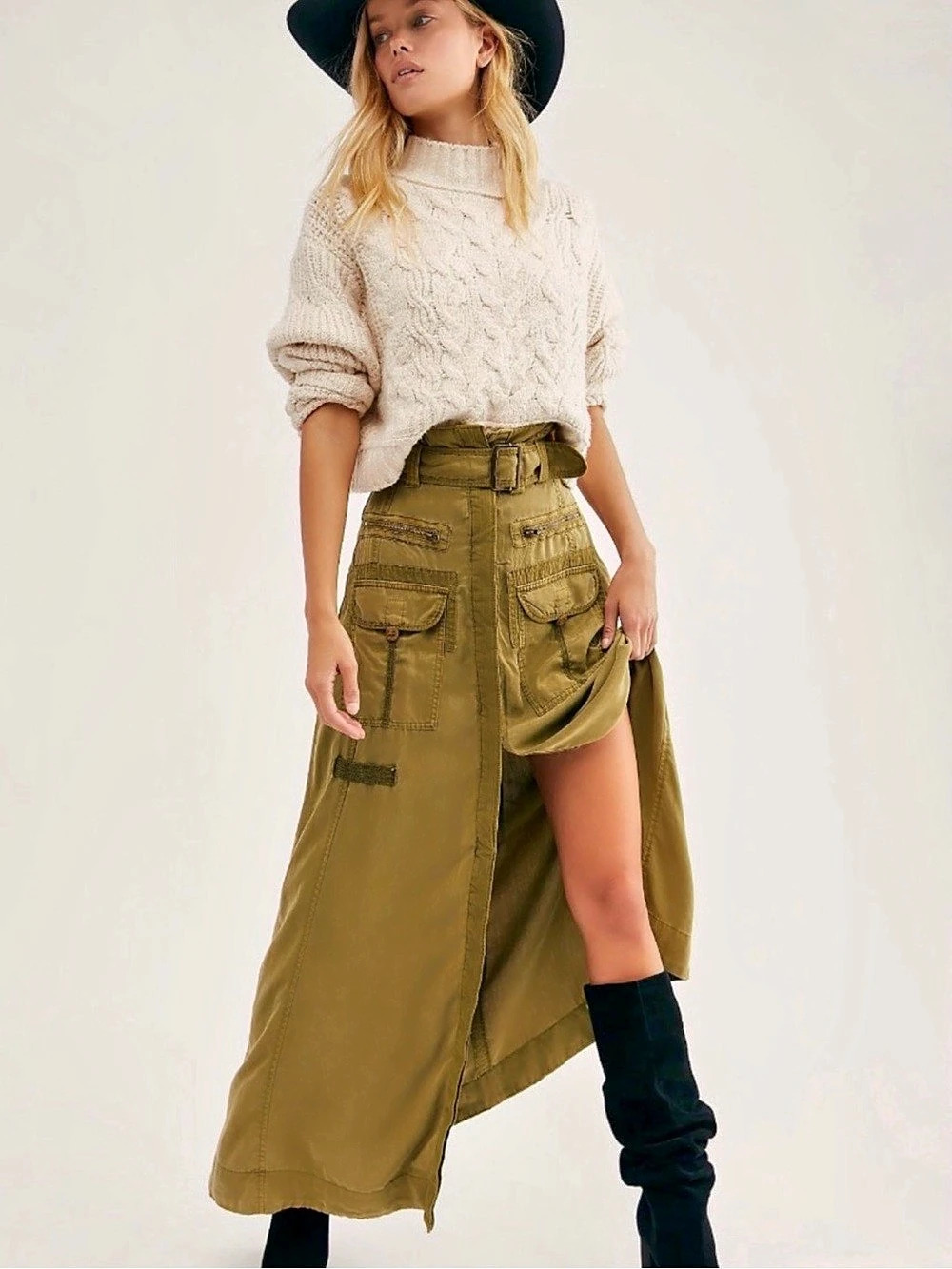 Free People “Fear of Falling” Utility Long Skirt